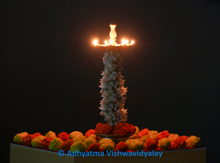 The Vishwadeep (the light of the world) – represented by the diya lit at the ceremony at the launch of the website